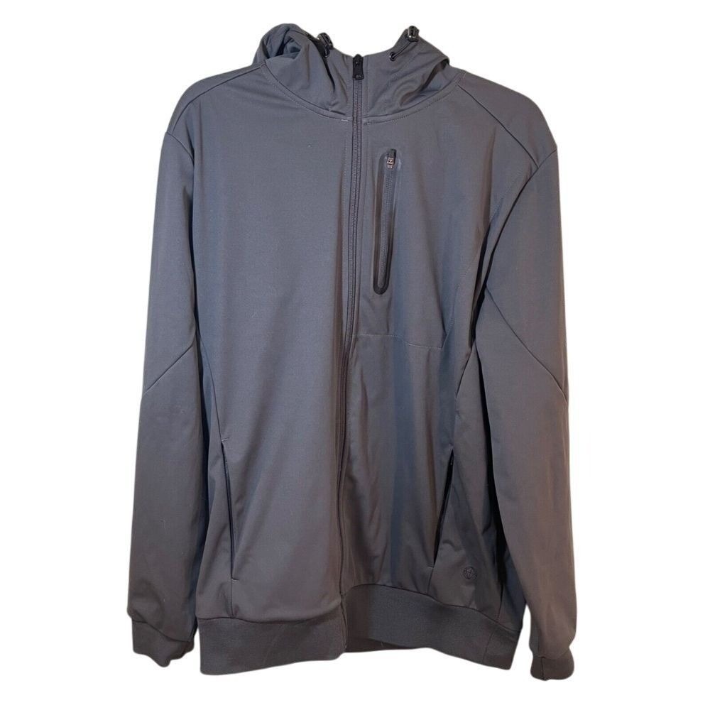 Mondetta Outdoor Project Gray Full Zip Hooded‎ Jacket Wind Water Large Men's